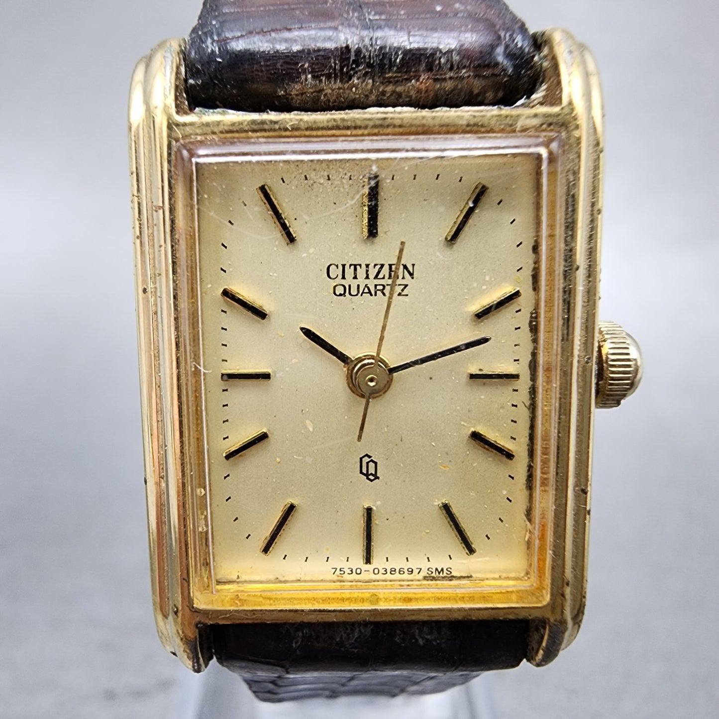Citizen CQ Tank Watch Women 19mm Champagne Dial Gold Tone 7530041909 NewBattery1