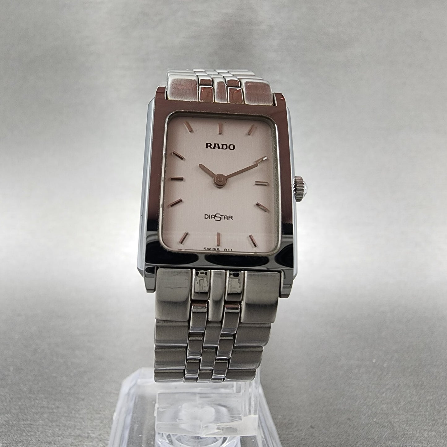 Rado Diastar Tank Watch Women 20mm Gray Dial Gray Tone Rectangle New Battery5