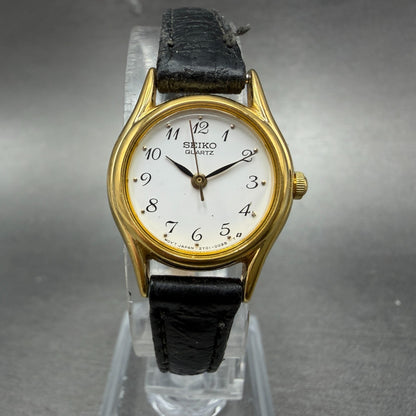 Seiko Watch Women 20mm White Dial Gold Tone Round Vinatge 2y01-0a10 New Battery0