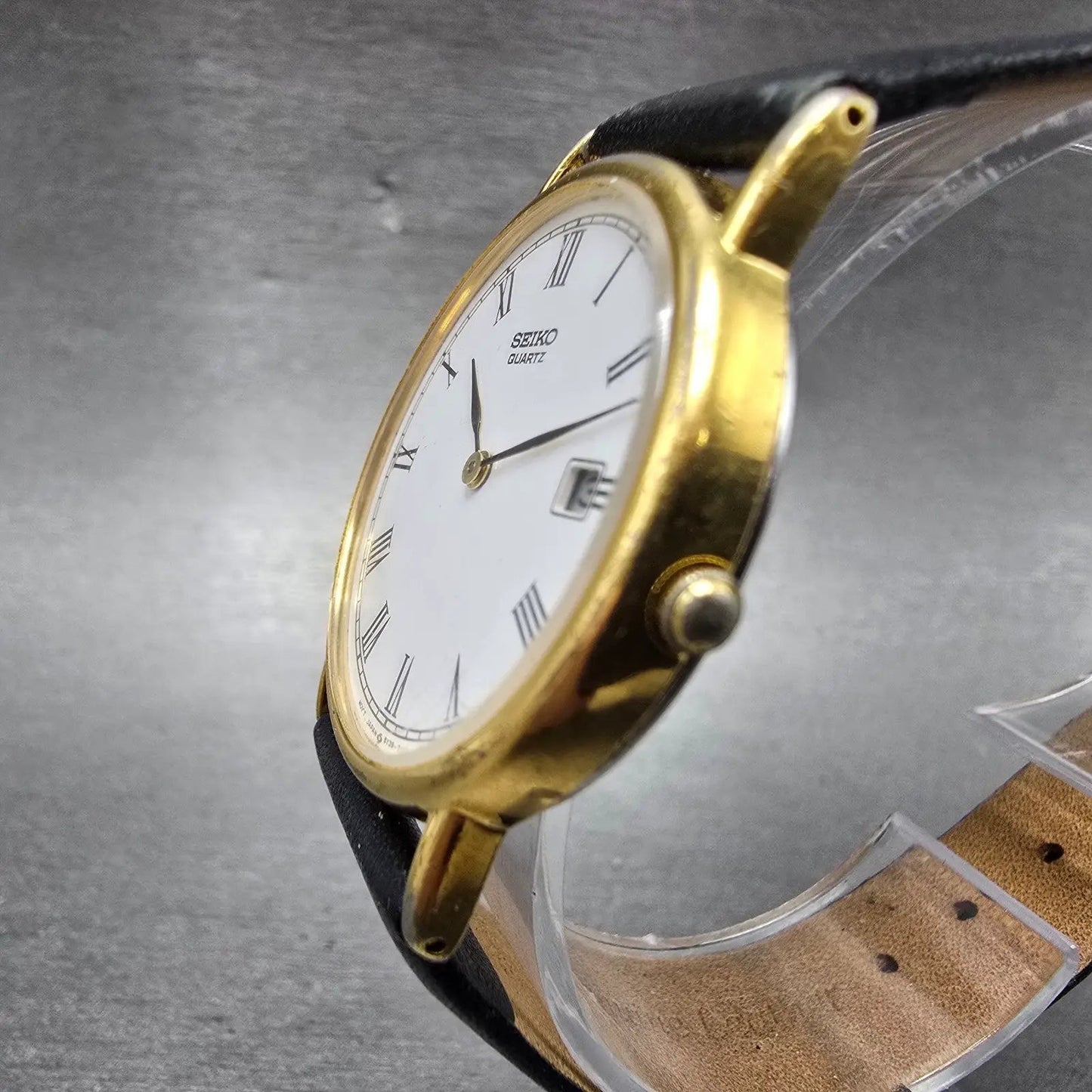 Seiko Watch Men 31mm White Dial Gold Tone Date READ!!!!!!! 5Y39-7010 New Battery2