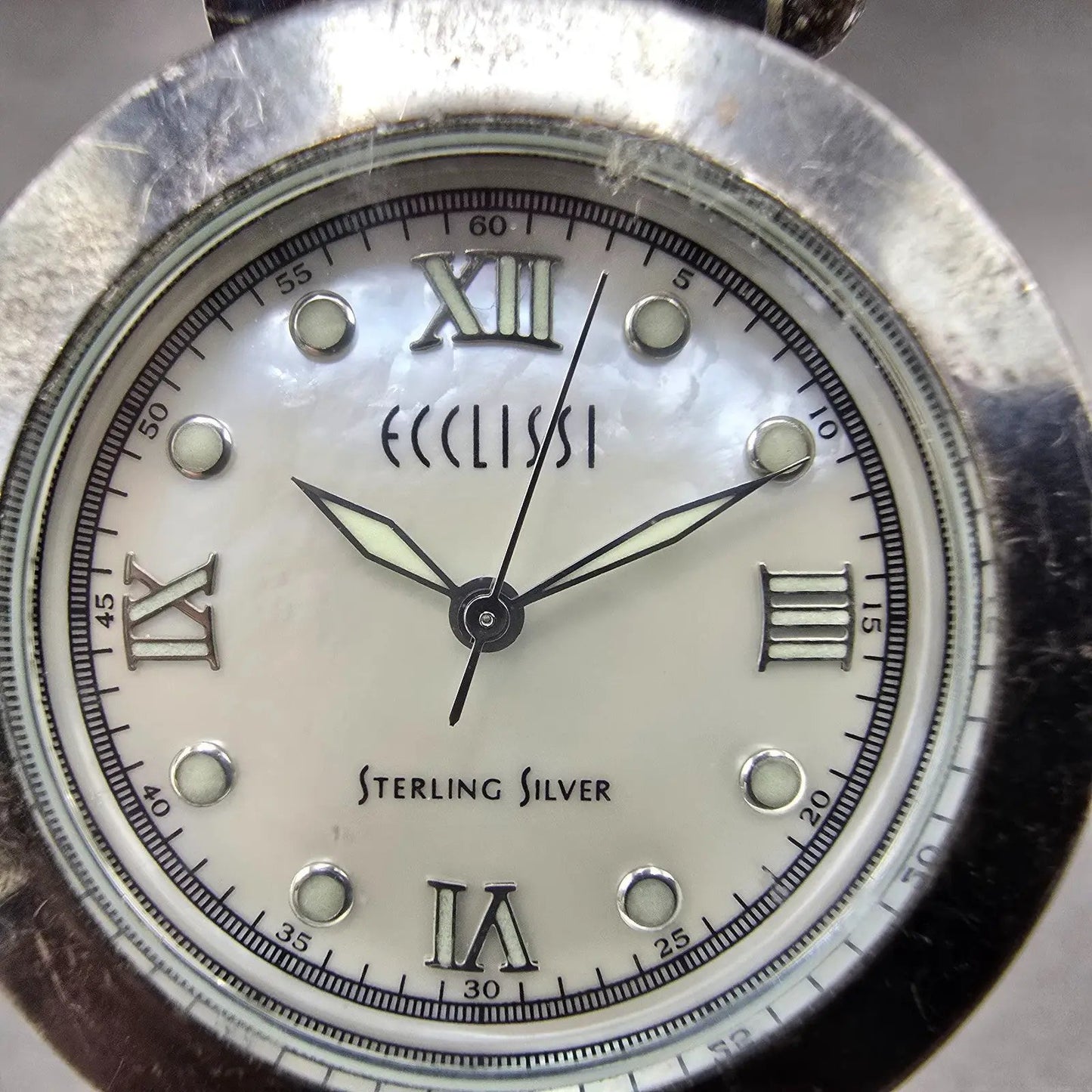 Ecclissi Sterling Silver Watch Women 32mm MOP Dial Round 22340 New Battery1