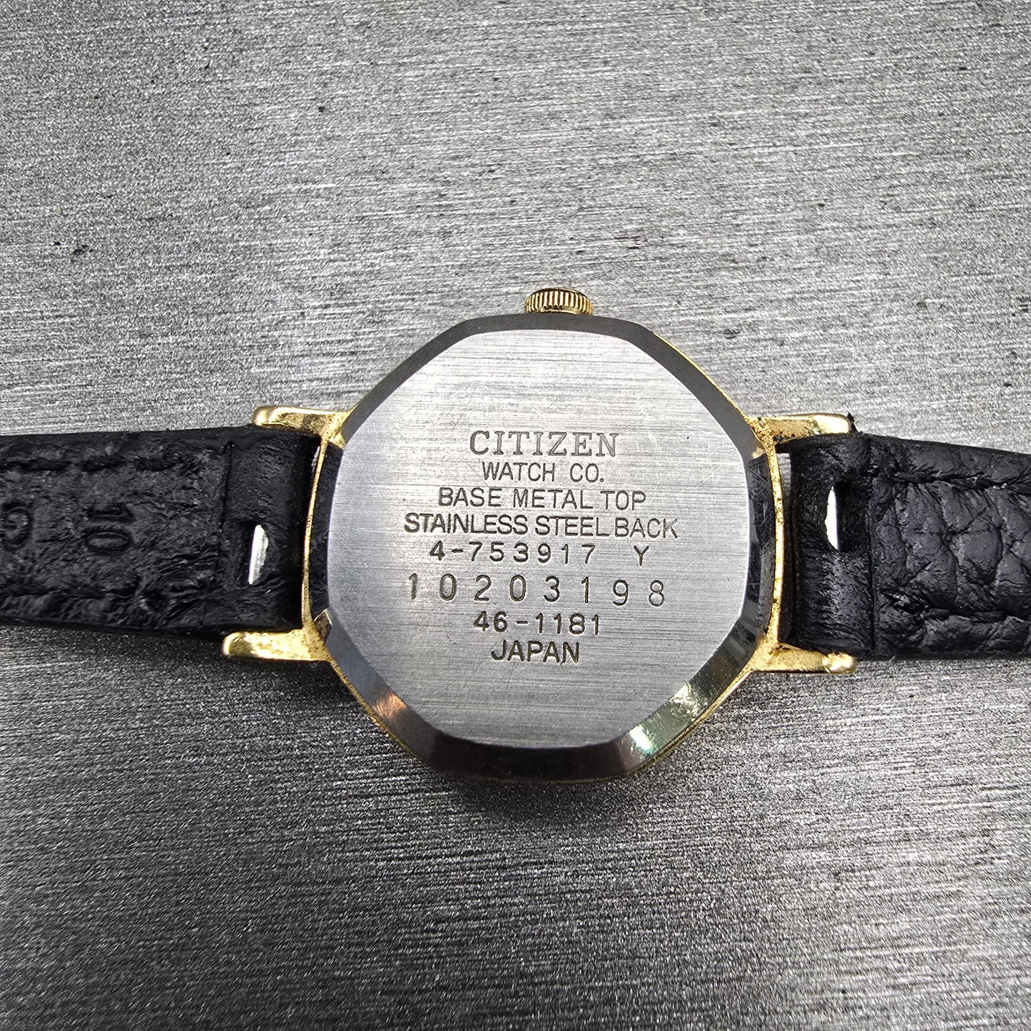 Citizen CQ Watch Women 22mm Champagne Dial Gold Tone Octagon 4-753917 New Batt10