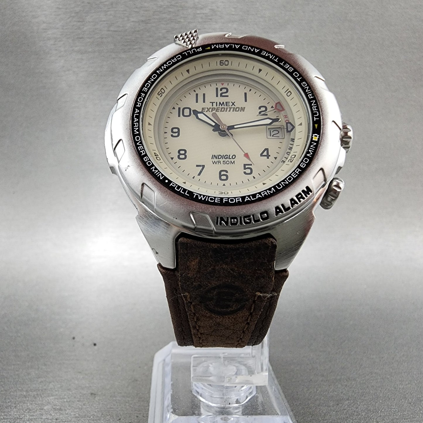 Timex Expedition Shenmue Watch Men 40mm White Dial Silver Tone Alarm New Battery5