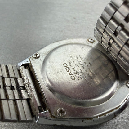 Casio B612W Watch Men 35mm Digital LCD Silver Tone Daydate VTG PARTS10