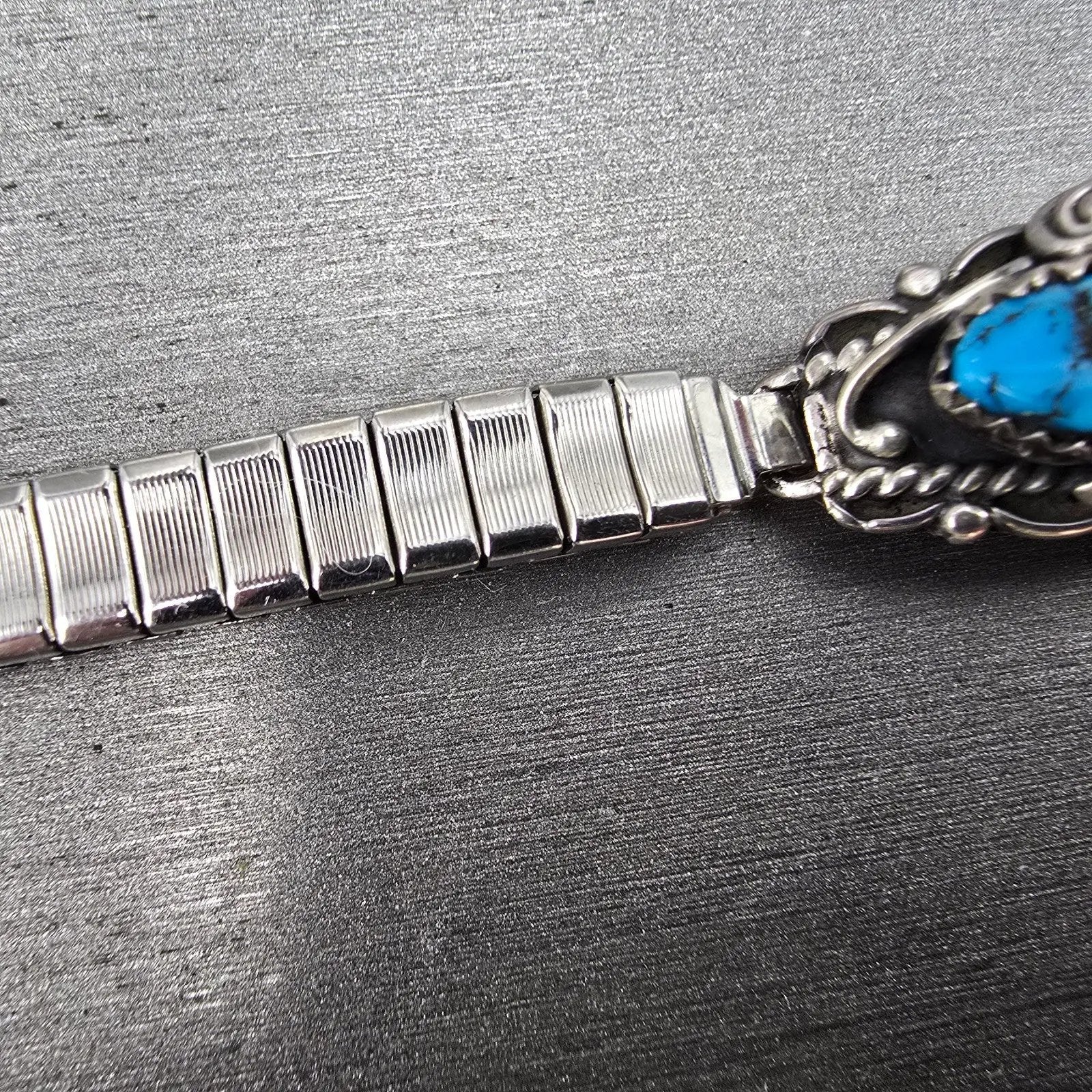 Navajo Sterling Silver Watch Band Tips 10mm Coral Turquoise Flower Design VTG13