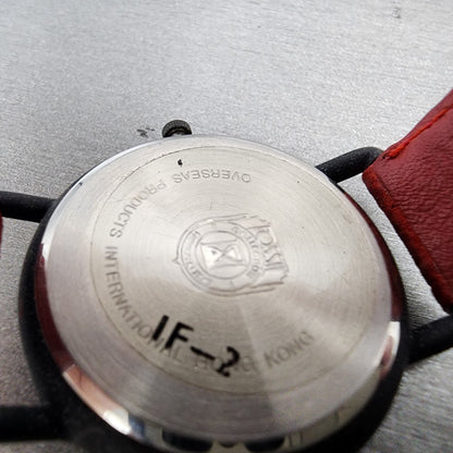 Fossil Watch Women 36mm Black Dial Black Tone Round Red Leather Band New Battery9