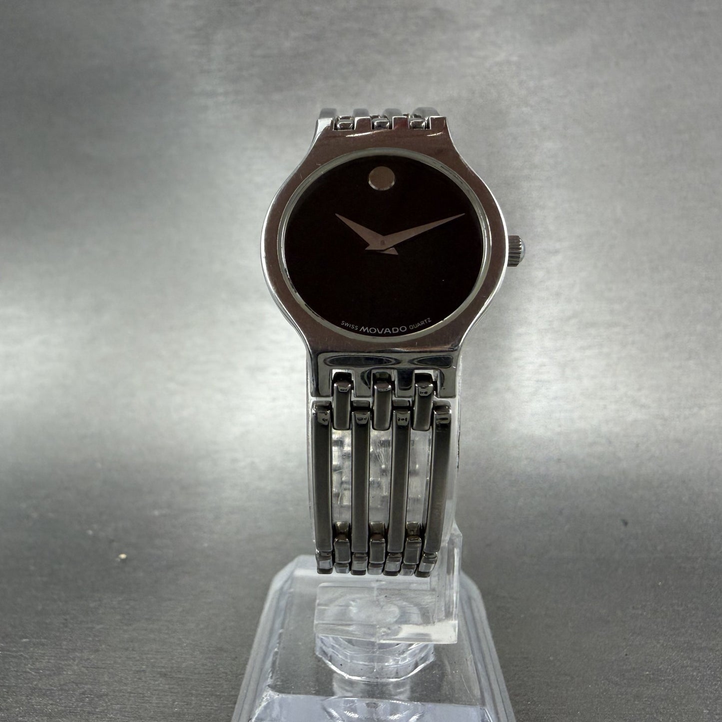 Movado Esperanza Watch Women 23mm Black Dial Silver Tone Round 84-25-811-4 PARTS6