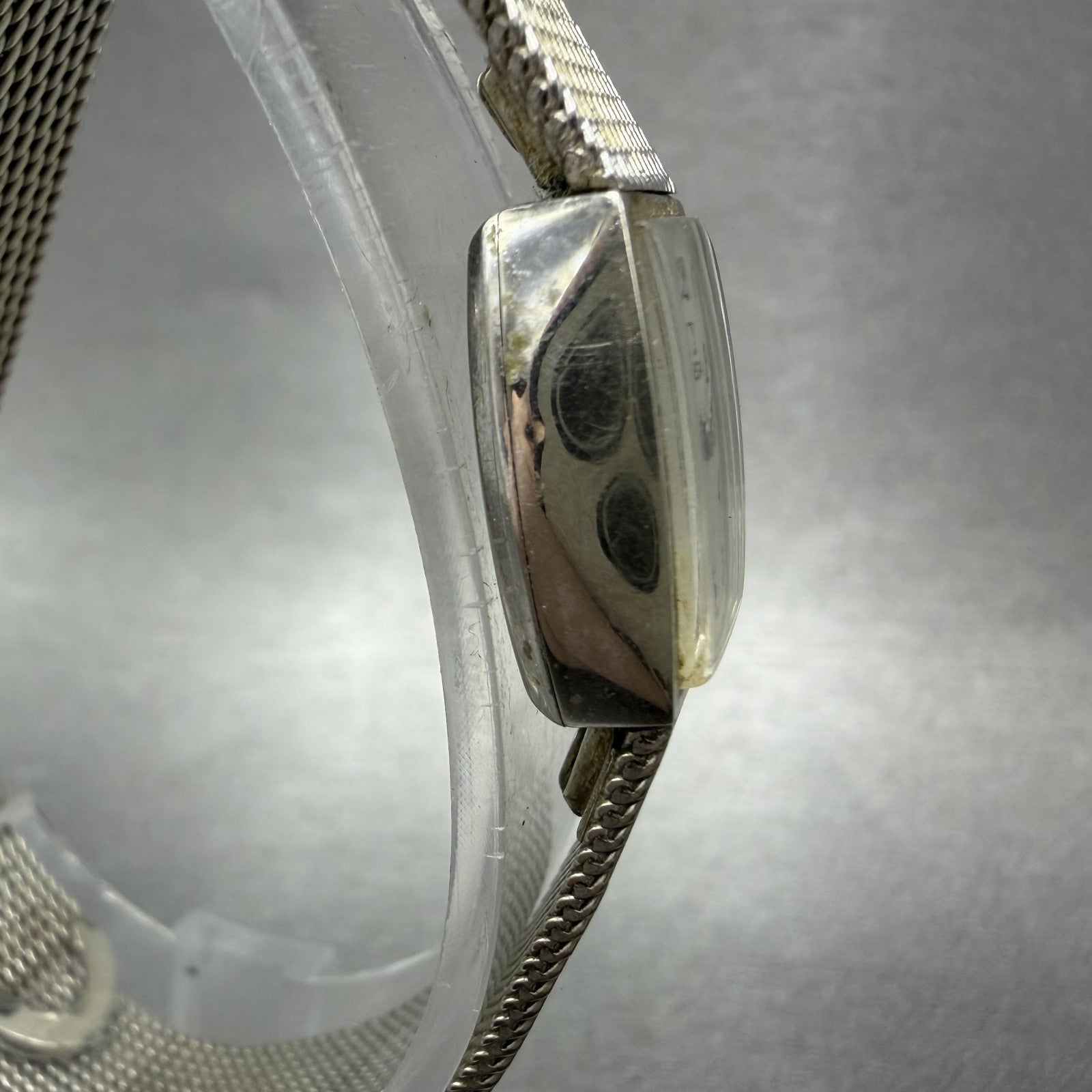 Omega Tank Watch Women 15mm Silver Dial 10K Gold Filled  Manual Wind Cal 4853