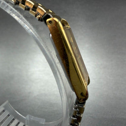 Seiko Tank Watch Women 12mm Champagne Dial Gold Tone 2E20-5239 New Battery H7643