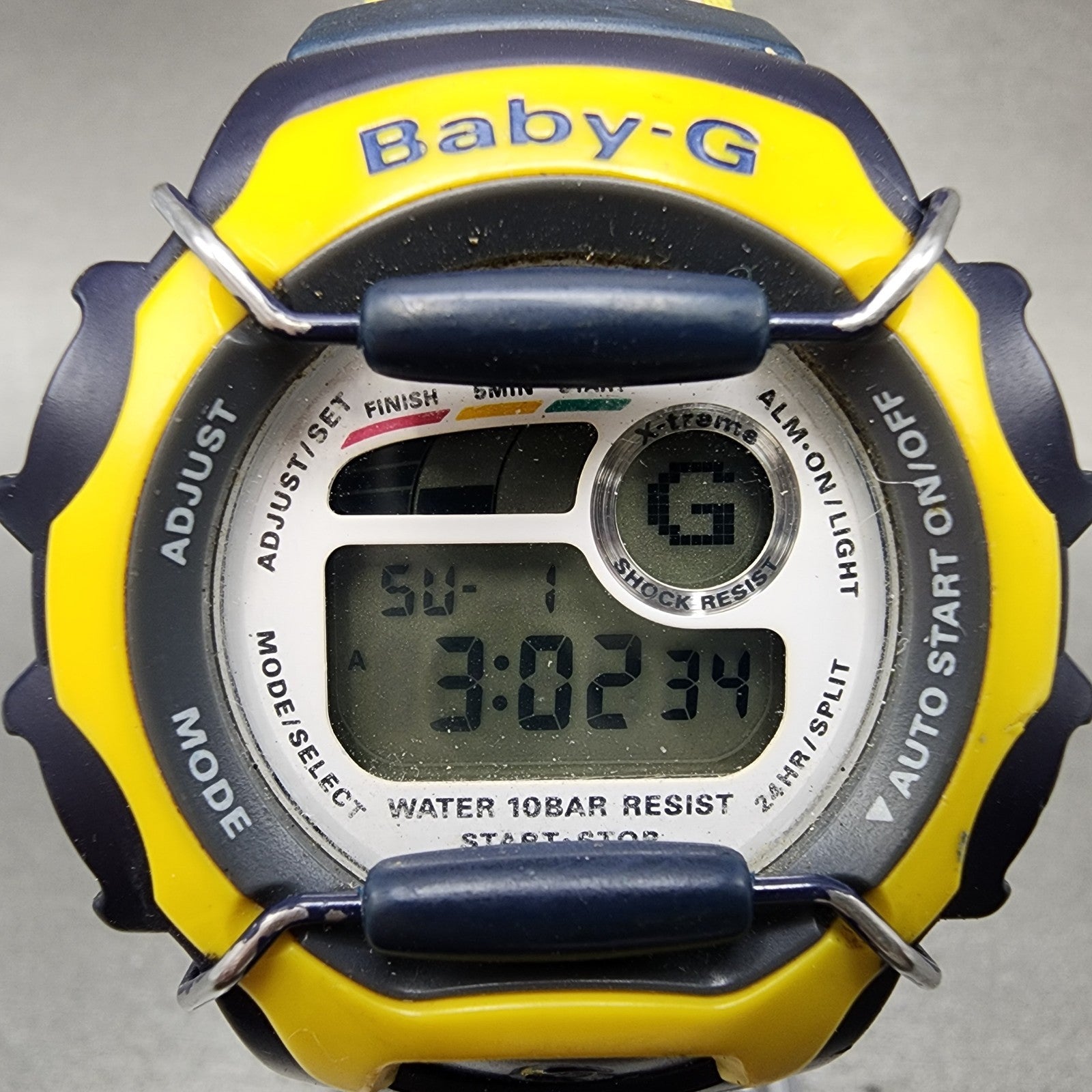 Casio baby G Watch Women 41mm Digital White Dial Blue Case Round BGX141 New Batt1