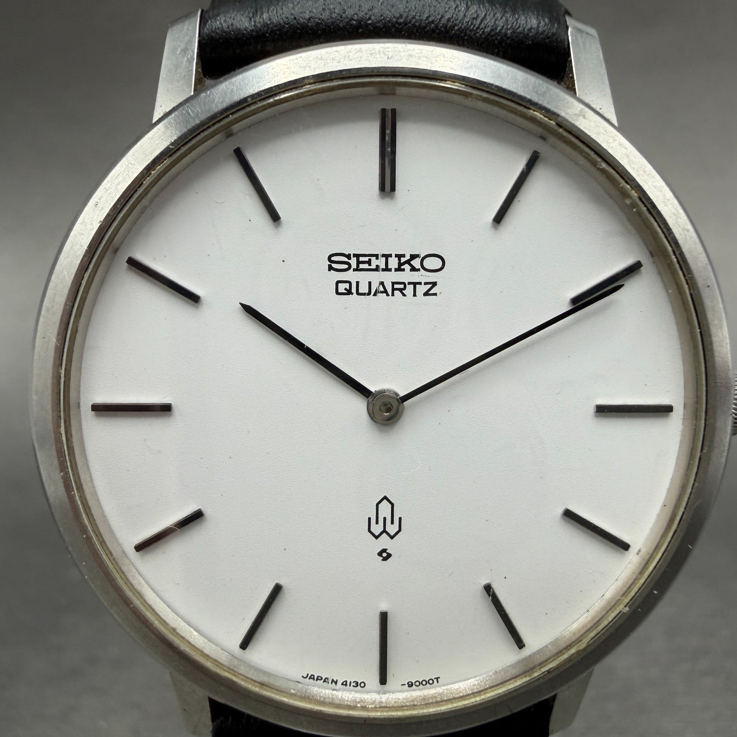 Seiko Watch Men 34mm White Dial Silver Tone Round Vintage 4130-9001 New Battery1