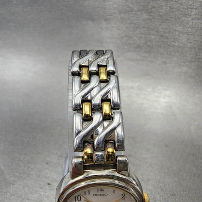 Seiko Watch Women 24mm White Dial Two Tone Round V7012089 New Battery4