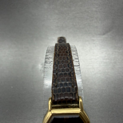 Seiko Watch Women 16mm Brown Dial Gold Tone Octagon 2c20-5760 New Battery VTG4