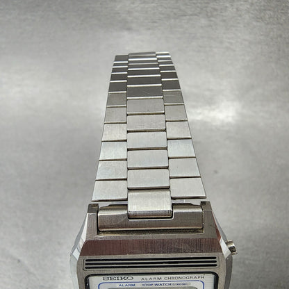 Seiko Digital Watch Men 33mm Stainless Steel Daydate Octagon A6395000 New Batt4