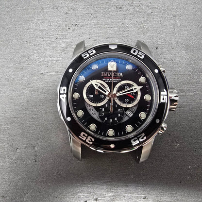 Invicta Pro Diver Chronograph Watch Men 48mm Black Dial Silver Tone 6977 New Bat1