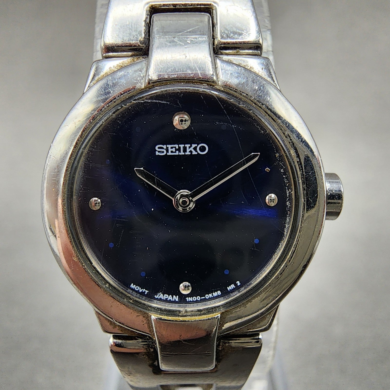 Seiko Watch Women 20mm Blue Dial Silver Tone Round 1n000gm0 New Battery1