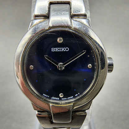 Seiko Watch Women 20mm Blue Dial Silver Tone Round 1n000gm0 New Battery1