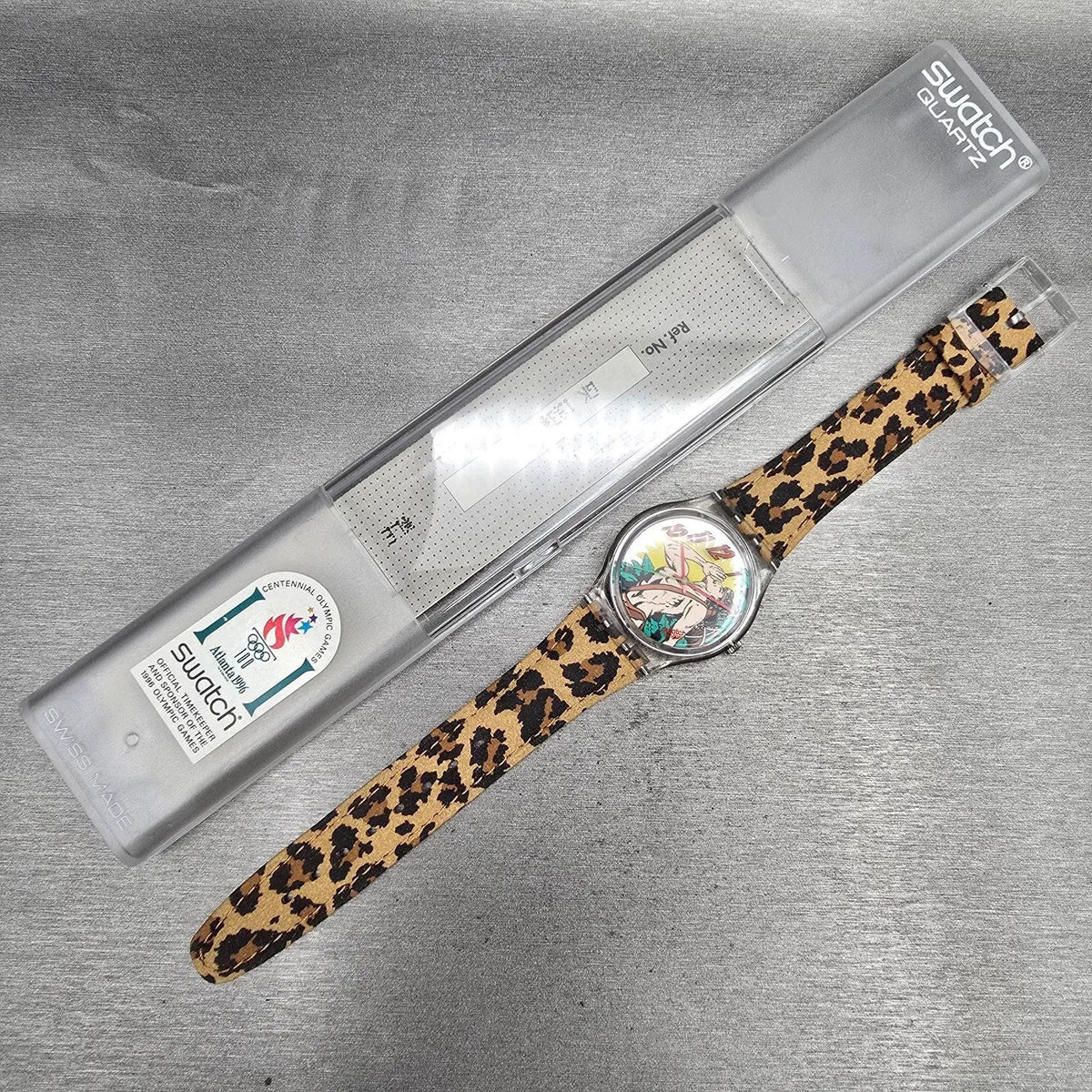 Swatch OONGAWAH! Watch Men 34mm Green Dial Clear Case GK193 New Battery NOS16