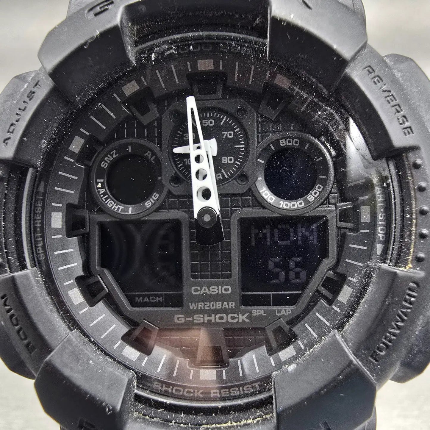 Casio G-Shock GA-100 Watch Men 51mm Black Alarm Chronograph Timer New Battery1