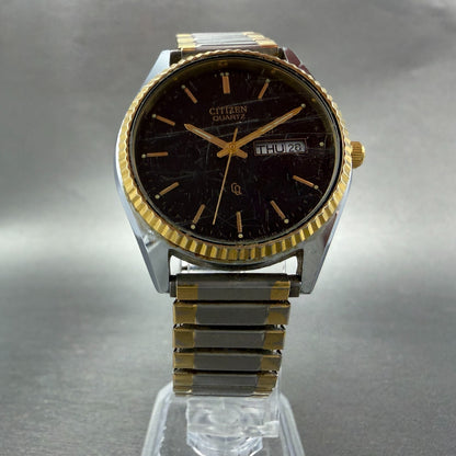 Citizen CQ President Watch Men 35mm Black Dial Two Tone Daydate Round New Batt5