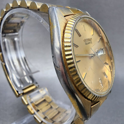 Seiko President Watch Men 36mm Champagne Dial Gold Tone Daydate 7n438110 PARTS4