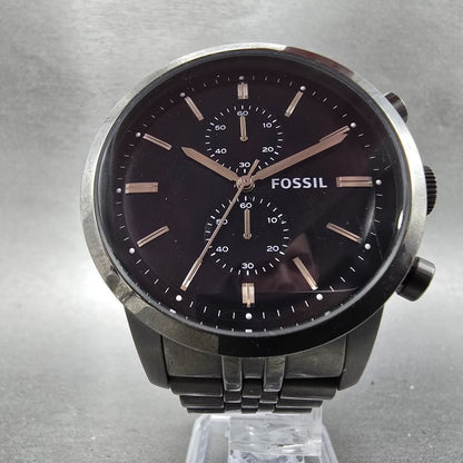 Fossil Chronograph Watch Men 48mm Blue Dial Gray Tone Round FS4786 New Battery5