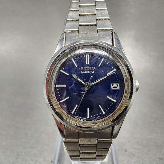 Seiko Watch Women 23mm Blue Dial Silver Tone Date Round 2A22-0270 New Battery