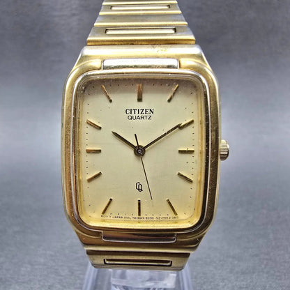 Citizen CQ Tank Watch Men 26mm Gold Dial Gold Tone Rectangle 6030-S16890 PARTS0
