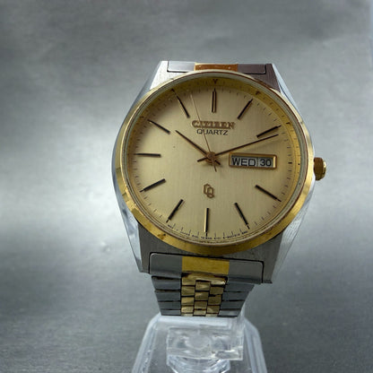 Citizen CQ Watch Men 35mm Champagne Dial Two Tone Daydate 4-S05961 New Battery5