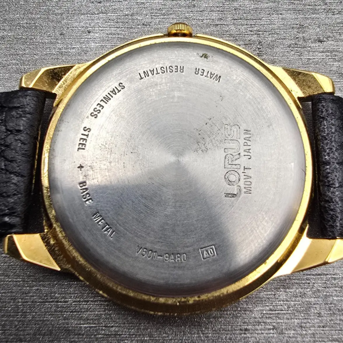 Seiko Lorus Mickey Mouse Watch Men 36mm Blue Dial Gold Tone V501-9A80 New Batt10