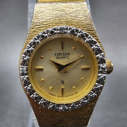 Citizen CQ Watch Women 17mm Champagne Dial Gold Tone 3220324196 New Battery1