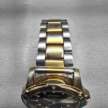 Seiko Watch Men 39mm Black Dial Gold Tone Daydate Round 7N43-0AZ0 New Battery4