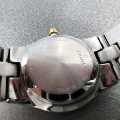 Bulova Watch Women 26mm Black Dial Two Tone Diamond Marker 98P109 New Battery9