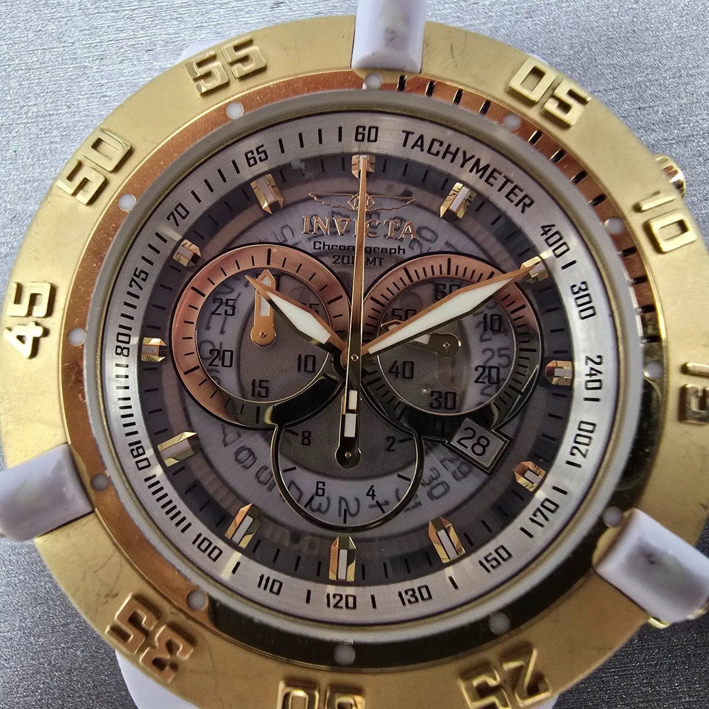 Invicta Sub Aqua Noma II Chronograph Watch Men 50mm Skeleton Dial White Tone Run1