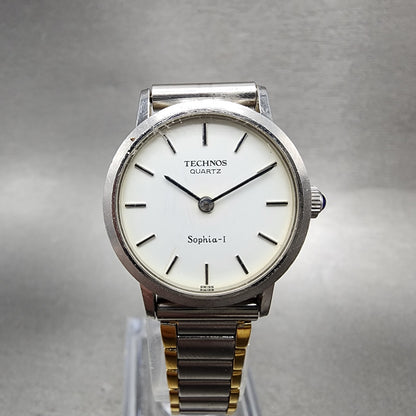 Technos Sophial Watch Women 25mm White Dial Silver Tone Round New Battery VTG0