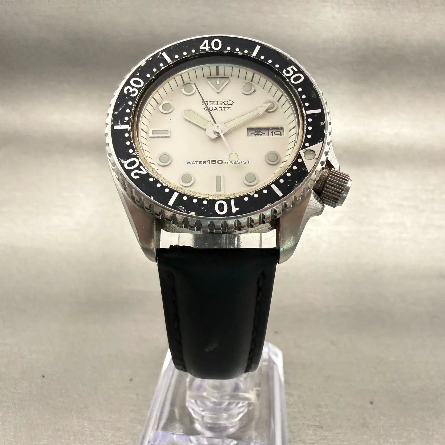 Seiko Dive Watch Men 38mm White Dial Steel Daydate Round 6458-600B New Batt5