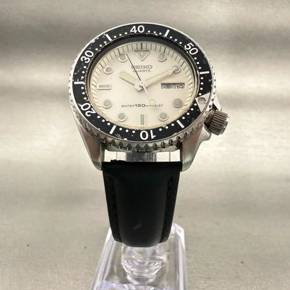 Seiko Dive Watch Men 38mm White Dial Steel Daydate Round 6458-600B New Batt5