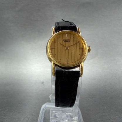 Seiko Watch Women 20mm Champagne Dial Gold Tone Round 2Y00-0A10 New Battery VTG5