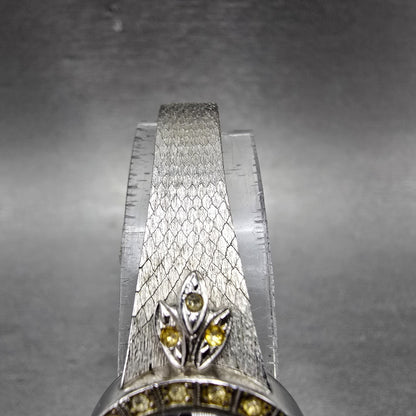 Bucherer Watch Women 20mm Black Dial Silver Tone Manual Wind Runs Gem Set Bezel4