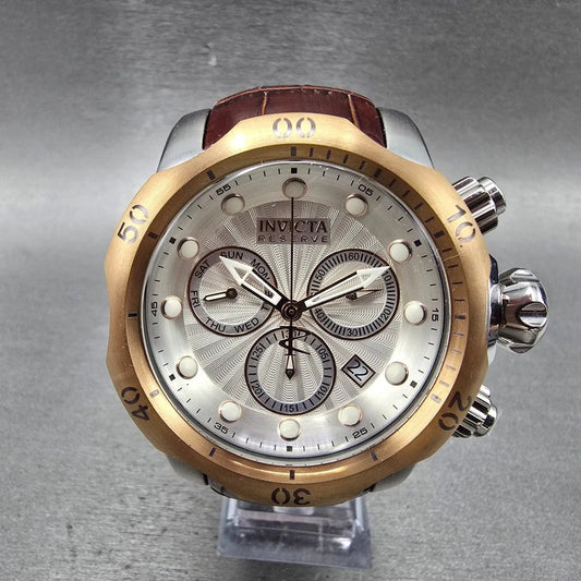 Invicta Venom Chronograph Watch Men 52mm White Dial Two Tone 0359 New Battery0