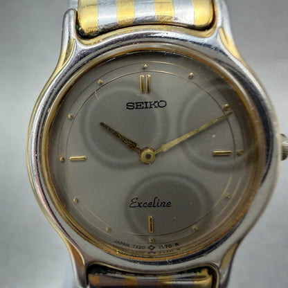 Seiko Exceline Watch Women 23mm Gray Dial Two Tone Round 7320-0350 New Battery1