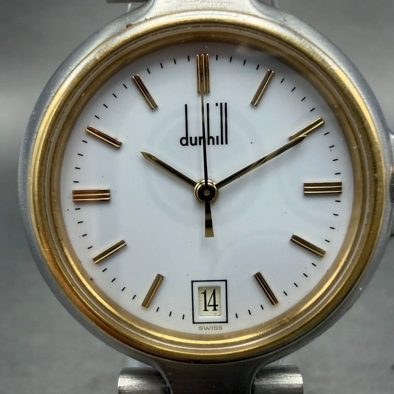 Dunhill Millennium Watch Men 32mm White Dial Two Tone Date Round New Battery1