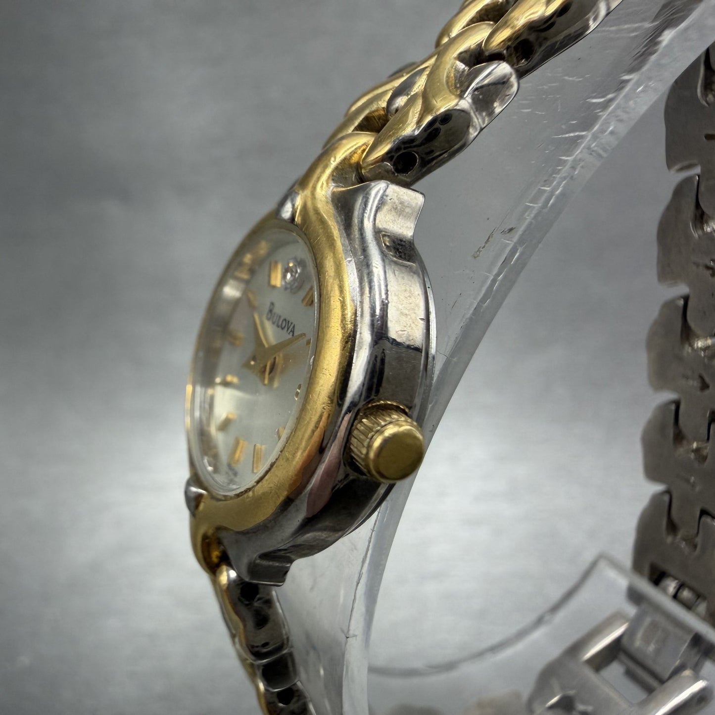 Bulova Watch Women 20mm Silver Dial Two Tone Round 98P08 New Battery2
