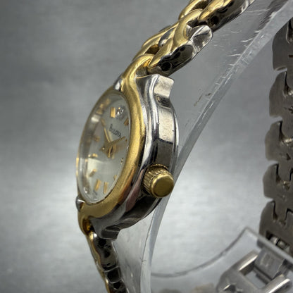 Bulova Watch Women 20mm Silver Dial Two Tone Round 98P08 New Battery2