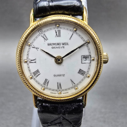 Raymond Weil Watch Women 23mm White Dial Gold Plated Date Round 5314 New Batt JH0