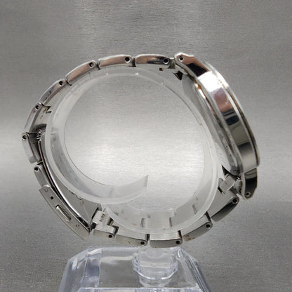 Seiko Solar Watch Men 38mm White Dial Silver Tone Date 7b52-0af0 Runs