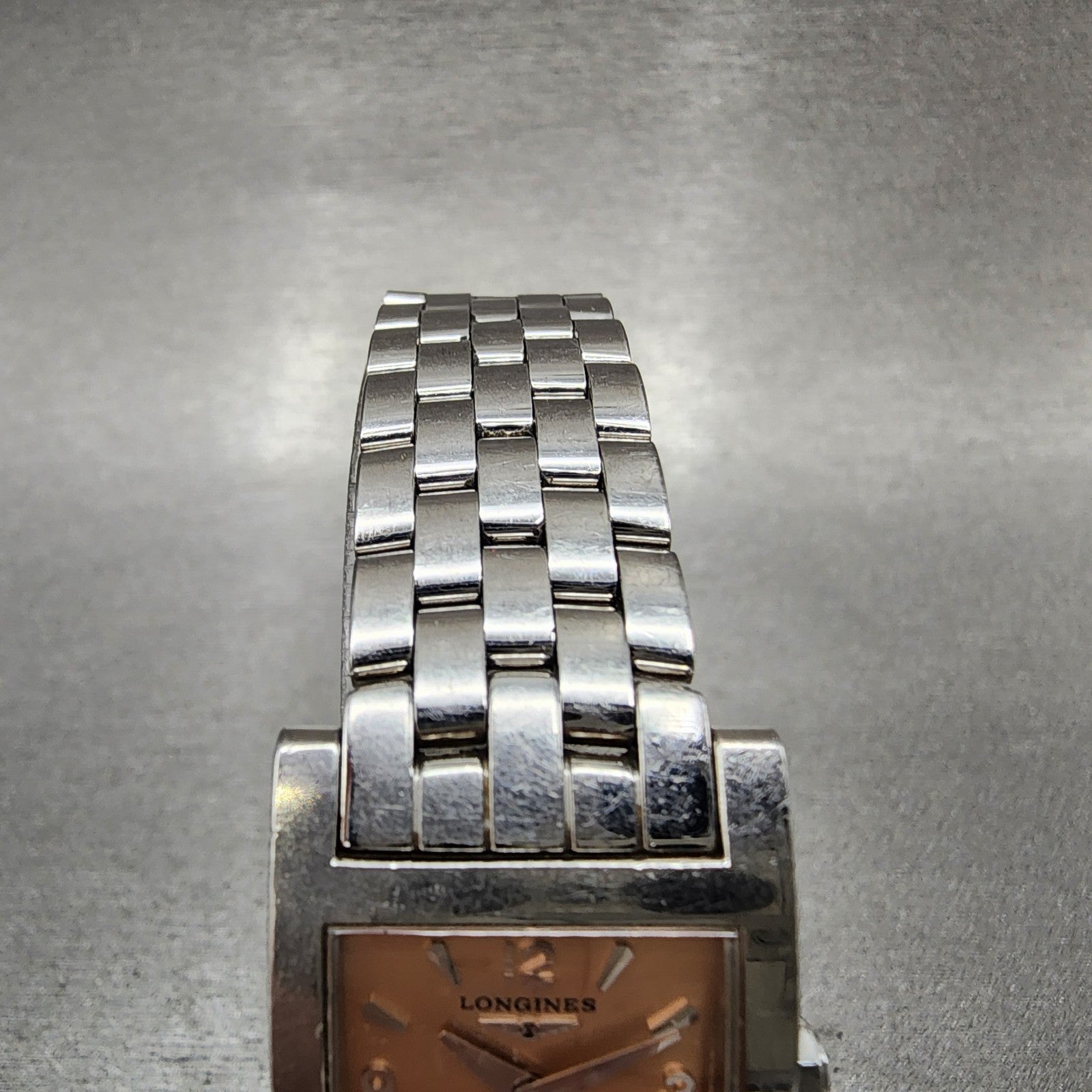 Longines Tank Watch Women 21mm Salmon Dial Steel Rectangle L5.166.4 New Battery4