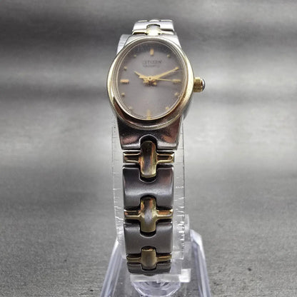 Citizen Watch Women 17mm Silver Dial Two Tone Oval 5930-S004578 New Battery VTG5