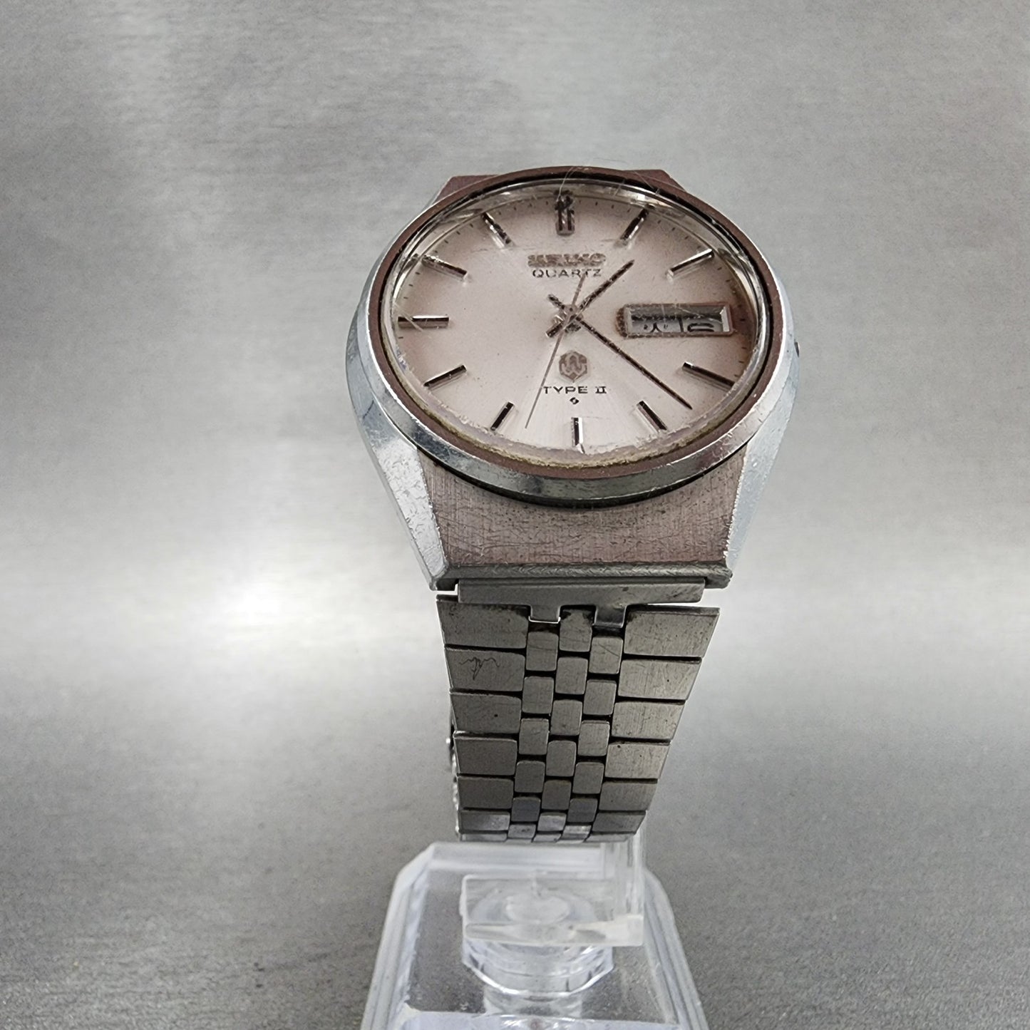 Seiko Type II Watch Men 36mm Silver Dial Silver Tone 09038120 New Battery READ!5