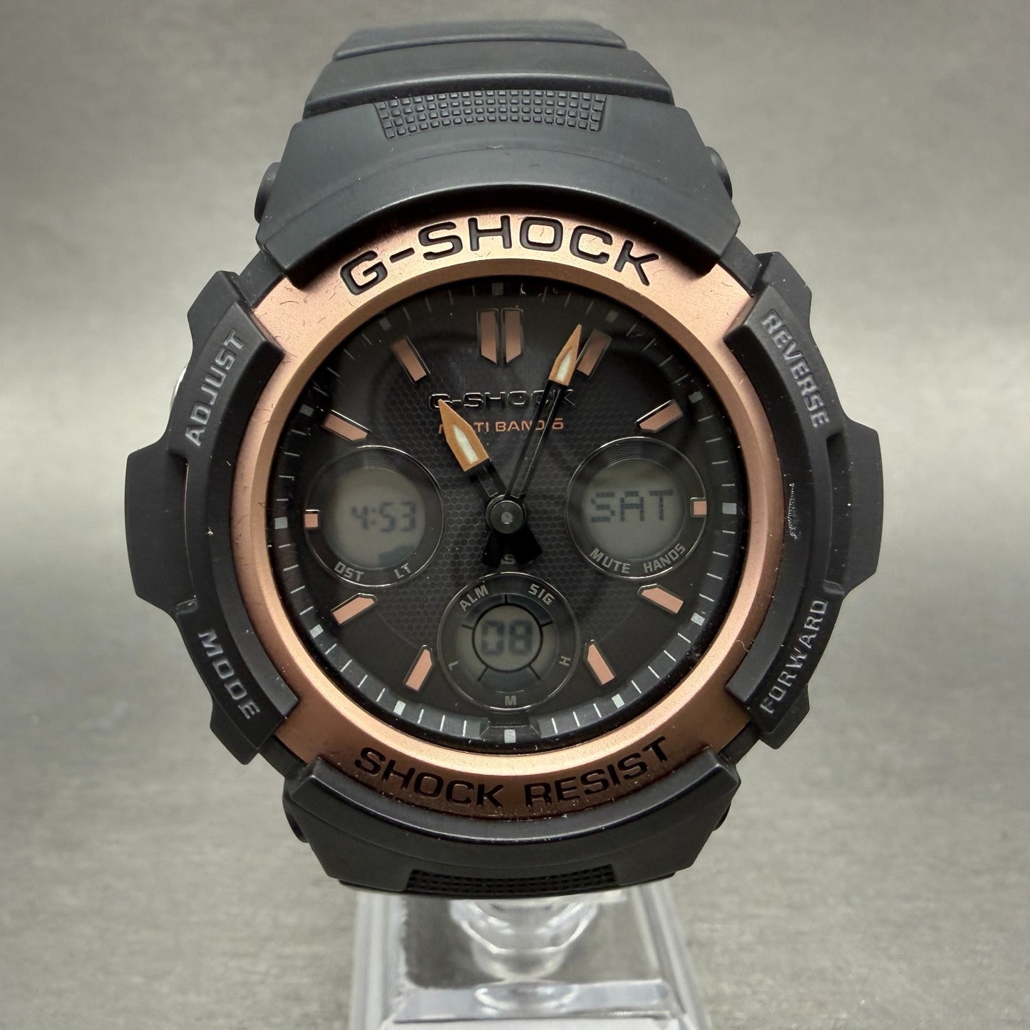 Casio G-Shock AWG-M100SF Watch Men 47mm Black Rose Gold Alarm Chrono Works Solar2